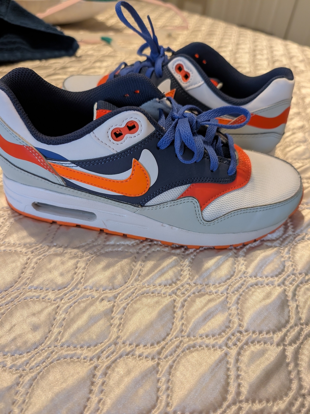 Nike Air Max 1 Se GS Sneakers - White Navy Orange. size 6